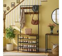 Storvo Coat Rack Stand With 5 Tier Shoe Bench in Brown Storvo Brown