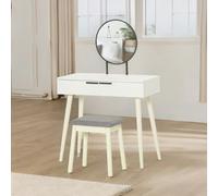 Rafaelo Mobilia Dressing Table With Mirror and Cushioned Stool White