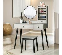 Pirlo Plush Dressing Table With Mirror & Stool Grey Pirlo Plush Grey