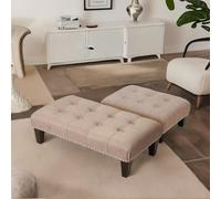 Rafaelo Mobilia Fabric Ottoman Footrest Stool Chair Beige