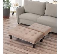 Rafaelo Mobilia Fabric Ottoman Footrest Stool Chair in Beige Rafaelo Mobilia Beige