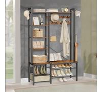 Rafaelo Mobilia Hall Tree Coat Rack With Shoe Storage Brown