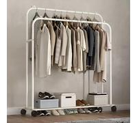 Rafaelo Mobilia Heavy Duty Clothes Rack, Metal Clothing Storage with Shelves, White, For Bedroom, Hanging Rail
