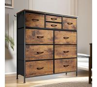 Rafaelo Mobilia Industrial 10 Drawer Chest Rustic Brown, Brown