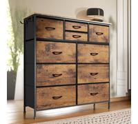 Rafaelo Mobilia Industrial 10 Drawer Chest Rustic Brown in Dark Brown Rafaelo Mobilia Dark Brown