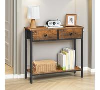 Rafaelo Mobilia Industrial 2 Tier Console Table With Steel Frame in Brown Rafaelo Mobilia Brown
