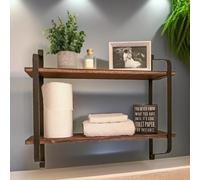 Rafaelo Mobilia Industrial 2 Tier Wooden Floating Shelf