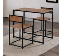 Rafaelo Mobilia Industrial 3-Piece Dining Rustic Table Set