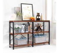 Rafaelo Mobilia Industrial 3 Tier Rustic Console Table With Metal Frame