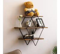 Industrial 3 Tier Wooden Diamond Shape Floating Shelf Rafaelo Mobilia Brown One Size