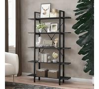 Rafaelo Mobilia Industrial 5 Tier Black Bookcase