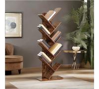 Industrial 8 Tier Tree Free-Standing Book Shelf Rafaelo Mobilia Dark Brown One Size