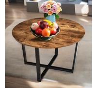 Rafaelo Mobilia Industrial 80CM Round Coffee Table Rustic Brown