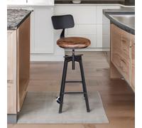 Rafaelo Mobilia Industrial Adjustable Height Retro Bar Stool With Back in Brown Rafaelo Mobilia Brown