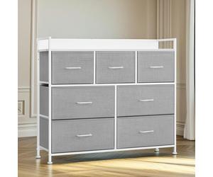 Rafaelo Mobilia Industrial Bedroom Chest With 7 Fabric Drawers Light Grey