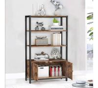 Rafaelo Mobilia Industrial Bookcase With 3 Shelves & Cupboard