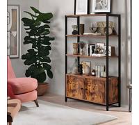 Rafaelo Mobilia Industrial Bookcase With 3 Shelves & Cupboard