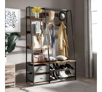 Rafaelo Mobilia Industrial Coat Rack Stand With 2 Fabric Drawers & 9 Hooks