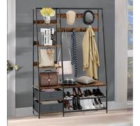 Rafaelo Mobilia Industrial Coat Rack Stand With 2 Fabric Drawers & 9 Hooks