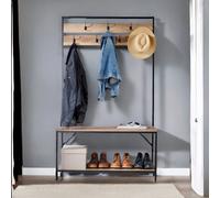 Rafaelo Mobilia Industrial Coat Rack Stand With 2 Shelves & 7 Hooks, Brown