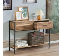 Rafaelo Mobilia Industrial Console Table With 2 Drawers & Storage Shelf, Brown