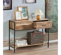 Rafaelo Mobilia Industrial Console Table With 2 Drawers & Storage Shelf in Natural Rafaelo Mobilia Natural