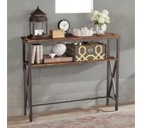 Rafaelo Mobilia Industrial Console Table With 2 Shelves Rustic Brown