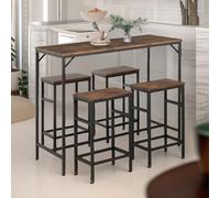 Rafaelo Mobilia Industrial Dining Table & 4 Stools Rustic Brown Rafaelo Mobilia Brown