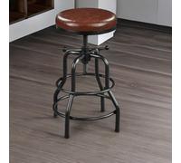 Rafaelo Mobilia Industrial Faux Leather Bar Stool With Adjustable Height