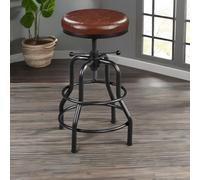 Rafaelo Mobilia Industrial Faux Leather Bar Stool With Adjustable Height
