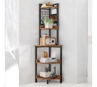 Rafaelo Mobilia Industrial Free-Standing 5 Tier Corner Shelf Rustic Brown