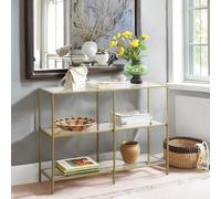 Rafaelo Mobilia Industrial Hallway Table With 3 Tempered Glass Shelves in Gold Rafaelo Mobilia Gold