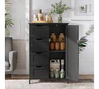 Rafaelo Mobilia Industrial Kitchen Baker's Rack With Storage Shelves & Cabinet in Black Rafaelo Mobilia Black