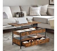 Rafaelo Mobilia Industrial Lift Top Coffee Table With Drawers Rustic Brown Rafaelo Mobilia Brown