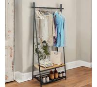 Rafaelo Mobilia Industrial Open Wardrobe Garment Rail With Storage Shelves Brown