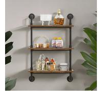 Rafaelo Mobilia Industrial Pipe Wall-Mounted 3 Tier Floating Shelves