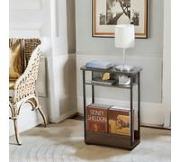 Rafaelo Mobilia Industrial Rustic 3 Tier Side Table With Magazine Rack Grey