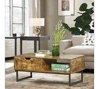 Rafaelo Mobilia Industrial Rustic Coffee Table With Drawer & Storage in Brown Rafaelo Mobilia Brown
