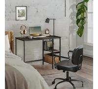 Rafaelo Mobilia Industrial Rustic Computer Desk With 2 Shelves in Black Rafaelo Mobilia Black