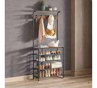 Rafaelo Mobilia Industrial Rustic Hallway Tree Coat Stand With 5 Tier Shoe Rack