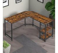 Rafaelo Mobilia Industrial Rustic L-Shaped Writing Desk With Steel Frame