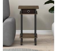 Rafaelo Mobilia Industrial Rustic Side Table With Fabric Drawer