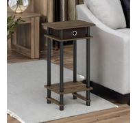 Rafaelo Mobilia Industrial Rustic Side Table With Fabric Drawer in Brown Rafaelo Mobilia Brown