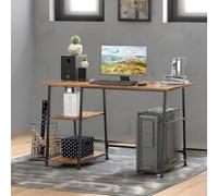 Rafaelo Mobilia Industrial Rustic Writing Desk With 2 Shelves, Brown