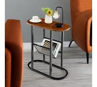 Rafaelo Mobilia Industrial Side Table With Mesh Magazine Holder Rustic Brown