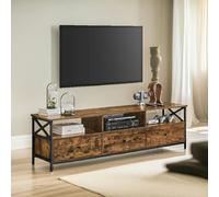 Rafaelo Mobilia Industrial TV Stand Unit With 3 Drawers Rustic Brown