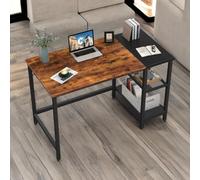 Rafaelo Mobilia Industrial Writing Desk With 2 Shelves Rustic Brown, Brown