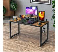 Rafaelo Mobilia Industrial Writing Desk With Moveable Monitor Mount