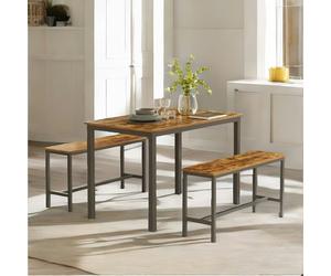 Rafaelo Mobilia Kitchen Dining Table and Bench Set Kitchen Rustic Brown