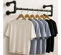 Rafaelo Mobilia Metal Clothing Rail For Wall, Industrial Pipe Rail, Hevy Duty Wall Rail, Hanging Clothes Rail For Wall